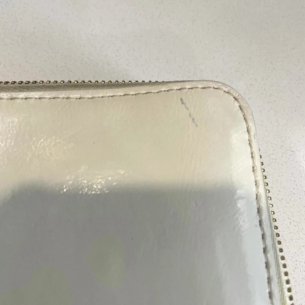 Kate Spade Bone Patent Leather Zip Around Wallet